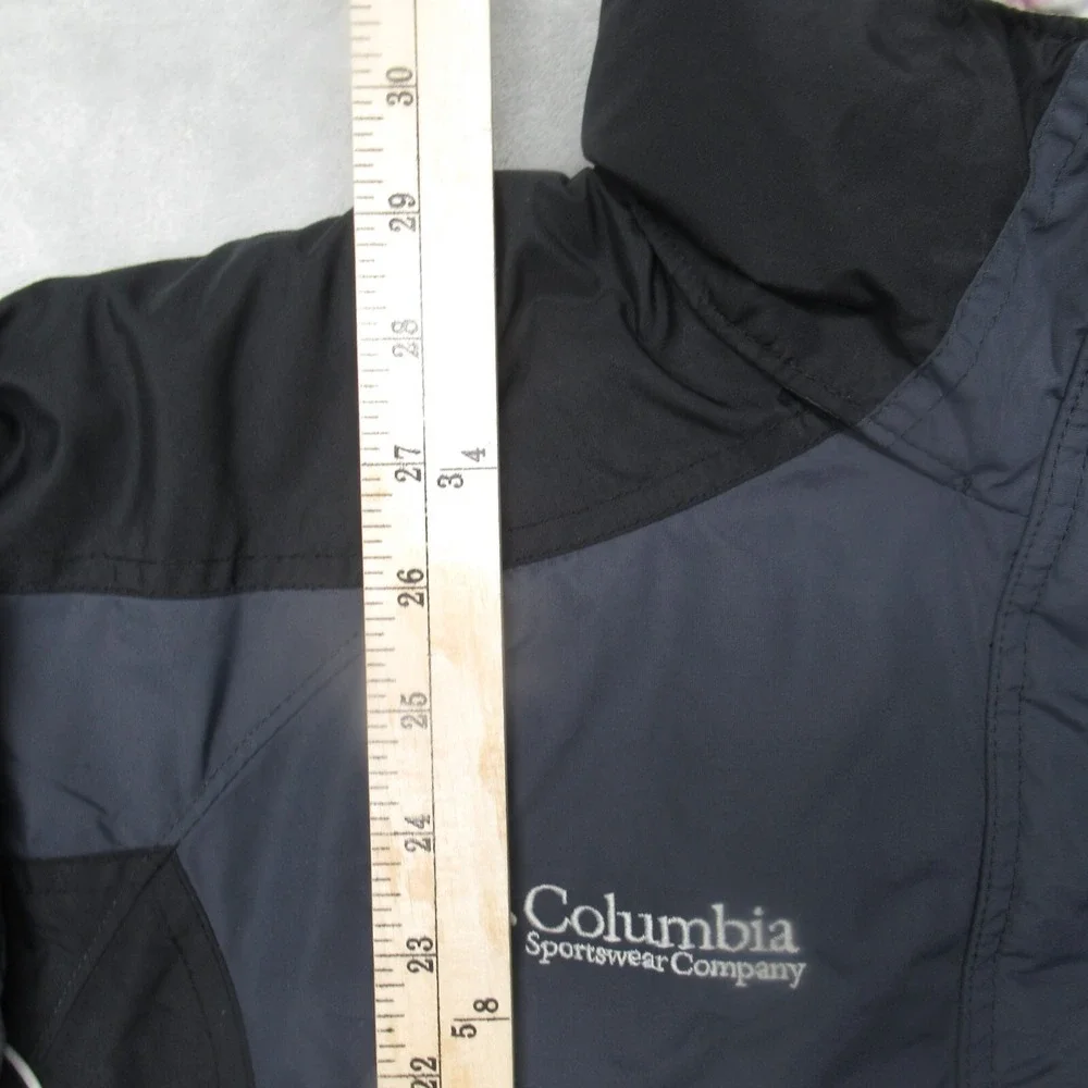 Columbia Jacket Women Large Blue Colorblock Insulated Snap Zip Parka Winter Ski